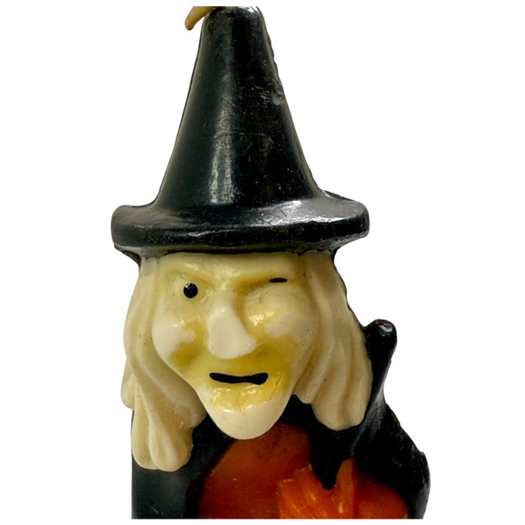 Vintage Gurley Halloween Witch Candle Broom Hat Robe HTF USA Label 5.25" H Unlit - Picture 10 of 13